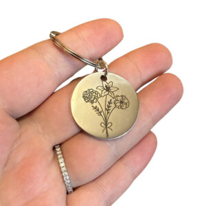 Personalized Birth Flower Keychain