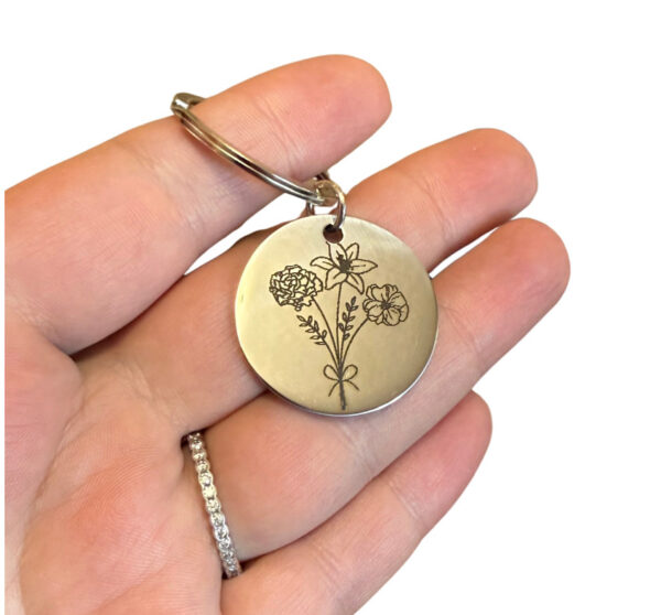 Personalized Birth Flower Keychain