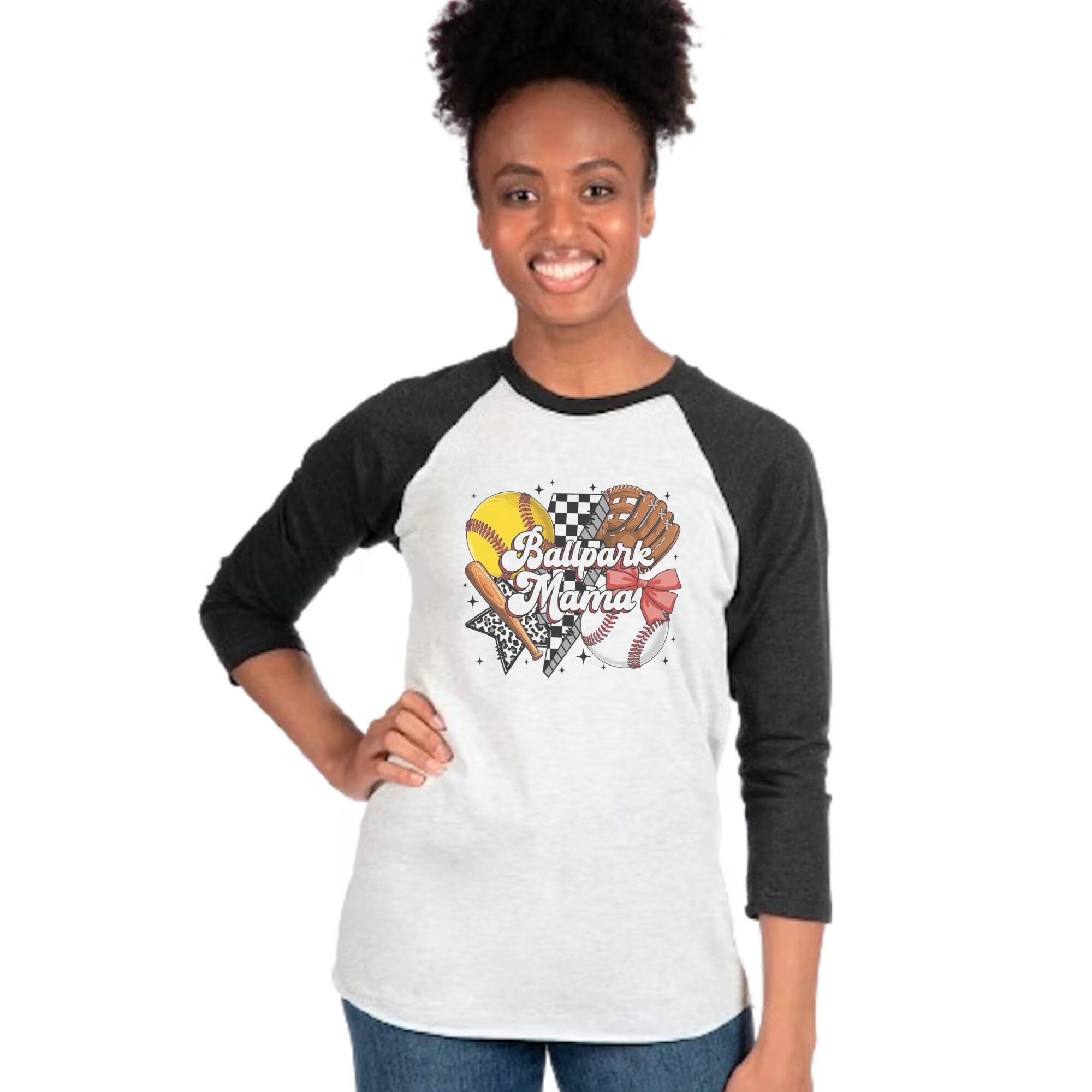 Retro Ballpark Mama Raglan - Image 2